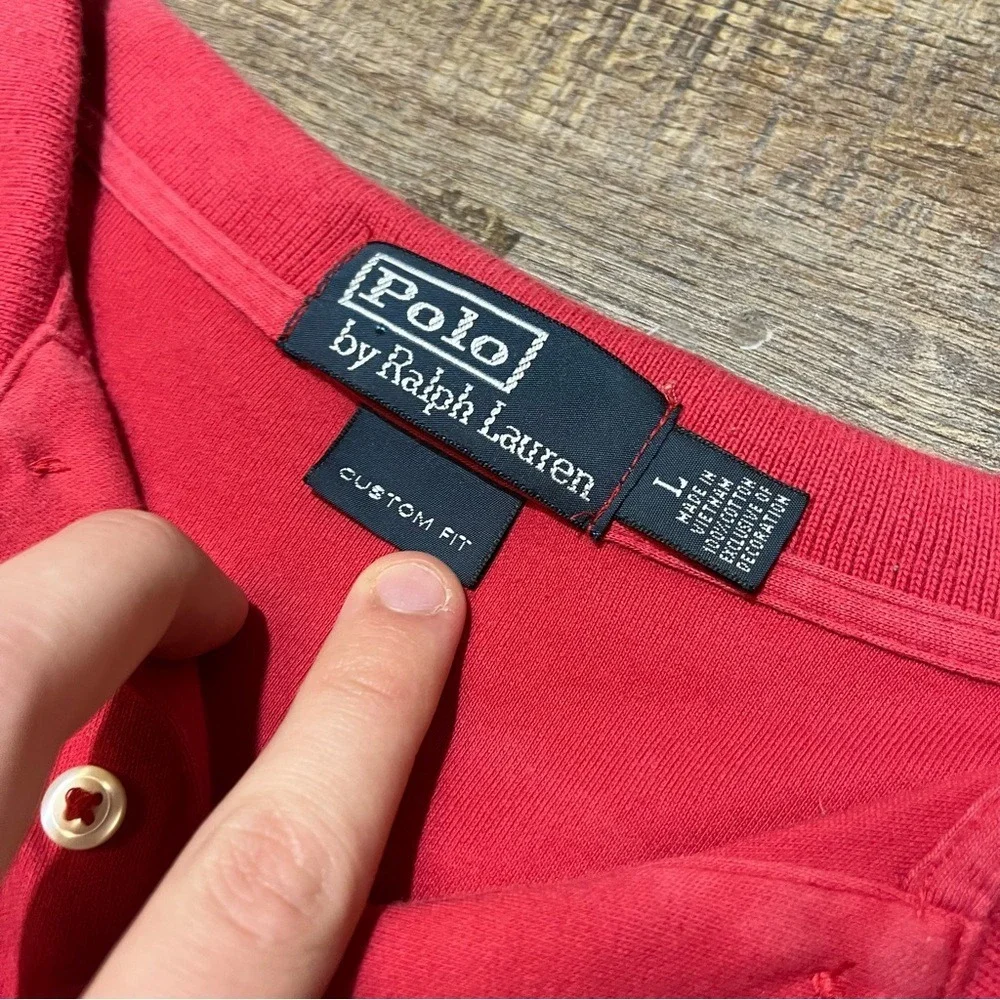 Ralph Lauren Red Polo Shirt with Button Collar‎